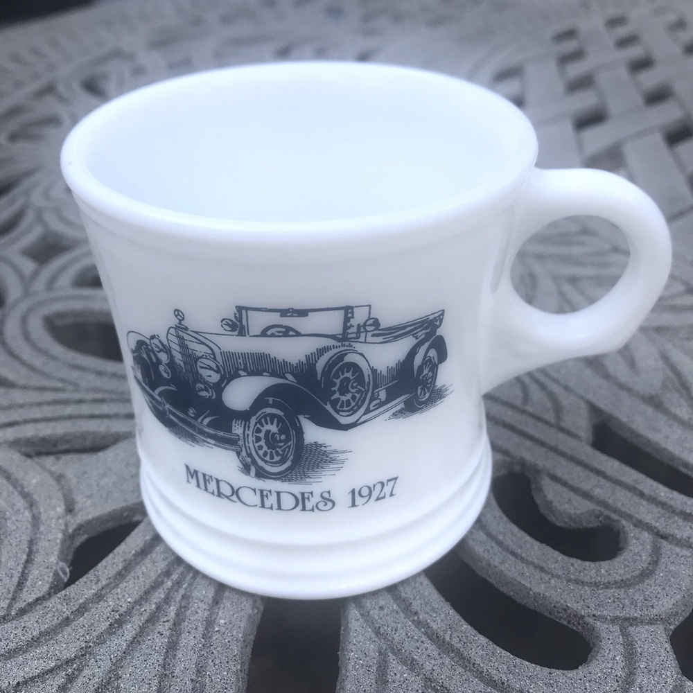 Vintage Surrey White Milk Glass Shaving Mug Mercedes 1927